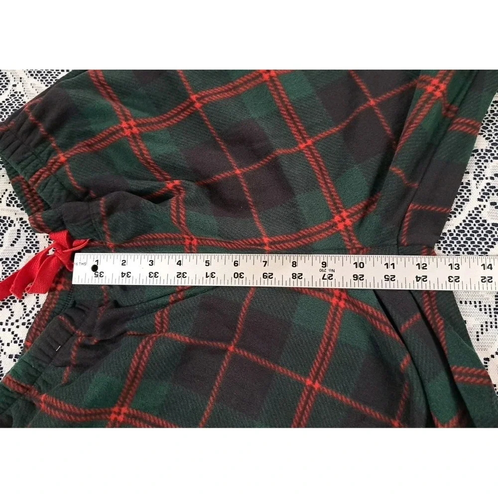 Berkley Jensen Pajamas Set Womens M Green Plaid Fleece Holiday‎ Loungewear NWT